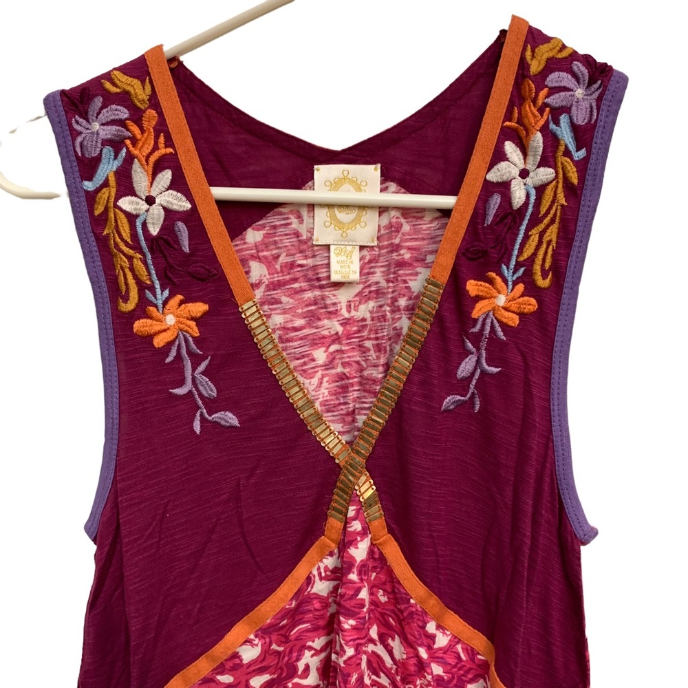 Anthropologie Ric Rac Embroidered Tank